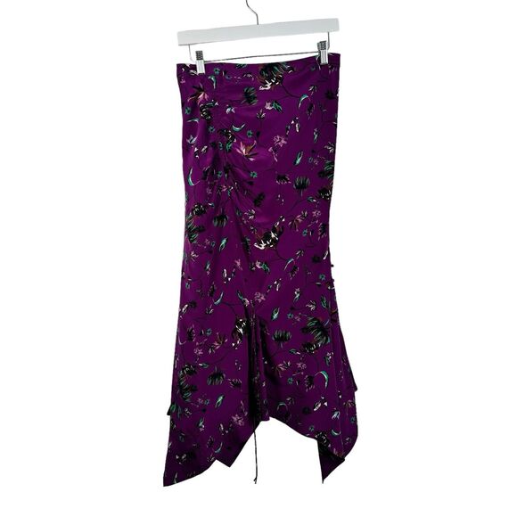 Tanya Taylor Purple Floral 100% Silk Maxi Skirt Fairy y2k Boho Womens Size 6 - Picture 1 of 7